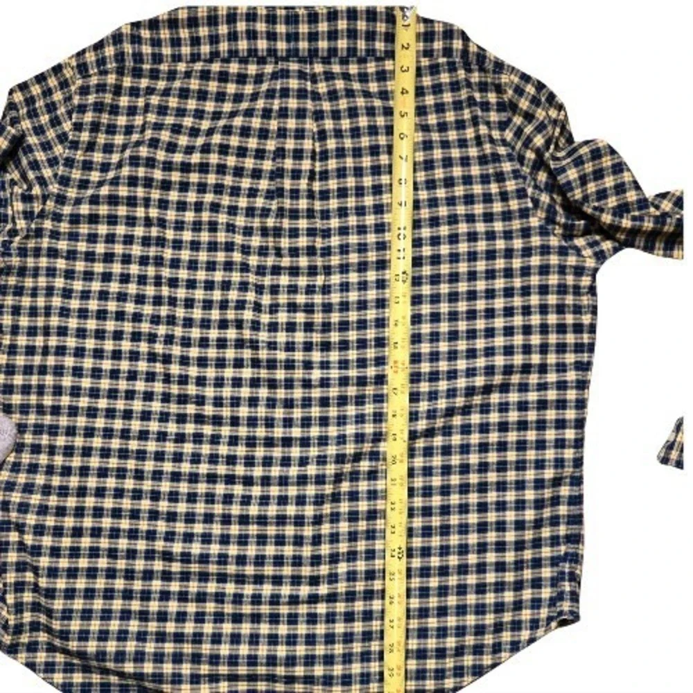 Polo Ralph Lauren Size 2X Flannel Navy Yellow Plaid Button Down Workwear Classic